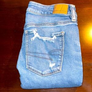 American Eagle Outfitters Blue Distressed Denim Jeans